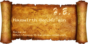 Hauswirth Benjámin névjegykártya